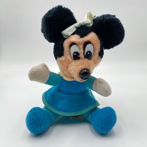 Vintage Minnie‎ Mouse Christmas Carol Productions Plush Doll Blue Dress Toy 8"
